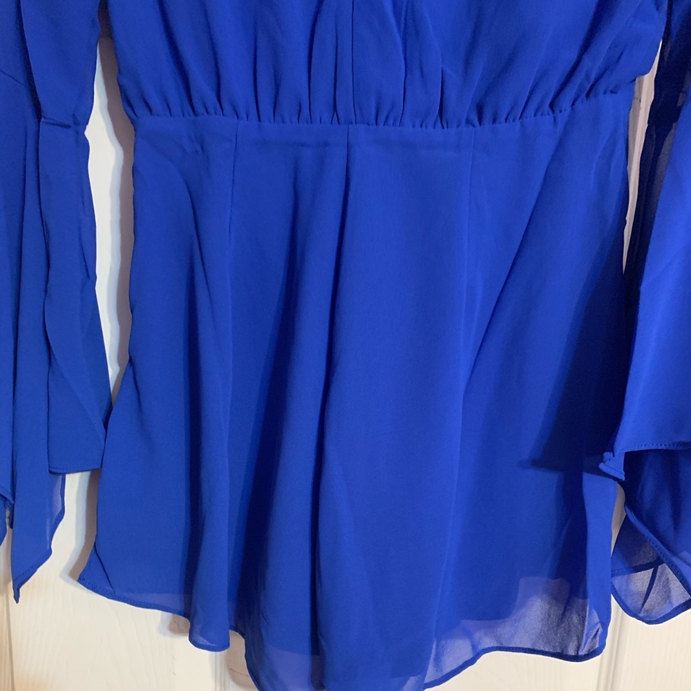 ROYAL BLUE LINED BELL SLEEVE ROMPER - Picture 10 of 15